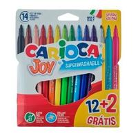 CARIOCA ROTULADORES JOY SUPER LAVABLES ESTUCHE 12+2 GRATIS C/SURTIDOS