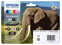 Epson Elephant C13T24384021 tintapatron 6 dB Eredeti Nagy (XL) kapacitású Fekete, Cián, Világos ciánkék, Magenta, Világos magenta, Sárga