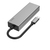 Hama | HUB USB C 4 puertos, trasferencia de datos a alta velocidad, resistente, color gris.