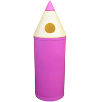 Midi Pencil Litter Bin - 52 Litre - Pink - Galvanised Steel Liner