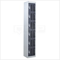 Perforated Door Locker - 6 Door - 380mm x 380mm - Light Grey