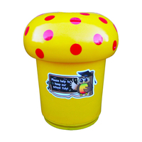 Mushroom Litter Bin - 90 Litre - with Spots and Owl Graphic - Yellow (10-14 working days) - Galvanised Steel Liner