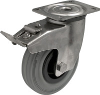 Produkt Bild von Niro Lenkrolle mit Bremse mit Rad aus Gummi ,Traglast 100 Kg