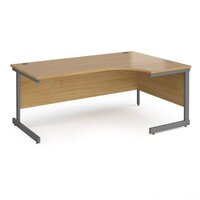 Contract 25 right hand ergonomic desk with graphite cantilever leg 1800mm - oak