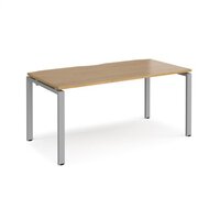 Adapt single desk 1600mm x 800mm - silver frame and oak top