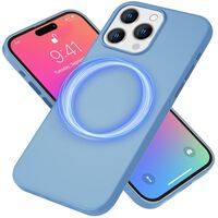 MagSafe Hülle für iPhone 15 Pro Max Liquid Silikon Handyhülle Magnet Case Schutz Blau