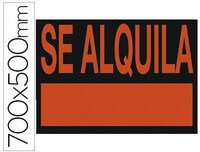 Cartel Plastico "Se Alquila" Rojo Fluorescente 700X500 Mm