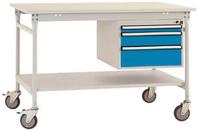Manuflex BB5361.5012 Komplett BASIS oldalsó asztal melamin tetejével + háztartással, Szélesség x H: 1000 x 800 x 850 mm Élénk kék (RAL 5012)