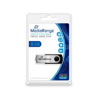 8GB MediaRange USB 2.0 Flexi MR908, 8 GB, USB Type-A / Micro-USB, 2.0, 13 MB/s, Swivel, Black, Silver