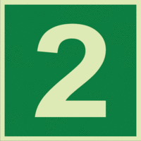 Etagenkennzeichnung - 2, Grün, 15 x 15 cm, Folie, Selbstklebend, Xtra-Glo