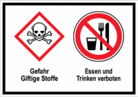 Sicherheitszeichen-Schild - Essen und Trinken verboten, Rot/Schwarz, Aluminium