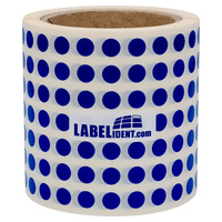 Markierungspunkte Ø 10 mm, blau, 10.000 runde Etiketten auf 1 Rolle/n, 3 Zoll (76,2 mm) Kern, Folienpunkte permanent, Verschlussetiketten