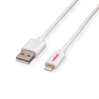 ROLINE Lightning naar USB 2.0 kabel voor iPhone, iPod, iPad, wit, 1,8 m