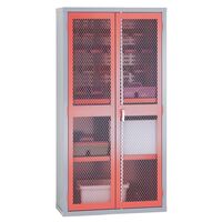 Mesh door cupboards Tall, double door cupboard, 4 shelves + louvre panel - choice of four colours