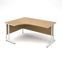 Traditional ergonomic desks - delivered and installed - white frame, oak top, left hand, 1600mm