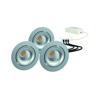 3er-Set LED Einbaustrahler GAIL, rund, IP40, 300mA, 3x 6W 3000K 718lm 36°, schwenkbar, dimmbar, Plug&Play, silber