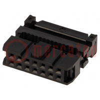 Plug; IDC; female; PIN: 14; with cable clamp; IDC; for ribbon cable