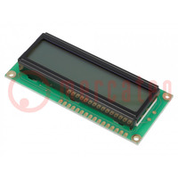 Display: LCD; alfanumeriek; STN Positive; 16x2; grijs; LED; PIN: 16
