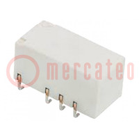 Relay: electromagnetic; DPDT; Ucoil: 24VDC; Icontacts max: 2A; SMD