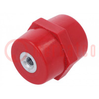 Support insulator; L: 45mm; Ø: 33mm; Uoper: 1kV; UL94V-0; Body: red