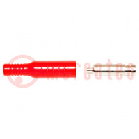 Socket; 4mm banana; 15A; 5kVDC; red; nickel plated; Insulation: PVC