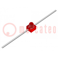 LED; 1,65mm; rosso; assiali; 0,4÷1mcd; 90°; Frontale: convesso; THT