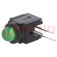 LED; in behuizing; groen; 5mm; Aant.diod: 1; 30mA; Lens: groen; 60°