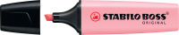 Textmarker STABILO® BOSS® ORIGINAL Pastel. Kappenmodell, Farbe des Schaftes: in Schreibfarbe, Farbe: rosiges Rouge