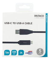 Deltaco USBC-1004M câble USB 1 m USB 2.0 USB A Noir
