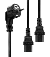 Microconnect PE011318 câble électrique Noir 1,8 m Prise d'alimentation type F Coupleur 2 x C13