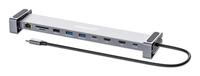 Manhattan USB-C dock/hub met kaartlezer en MST, poorten (7): Ethernet, HDMI (2× 4K@60Hz), USB-A (3×) en USB-C, met Power Delivery (PD) 100W - vereist een externe USB-C-lader (ni...