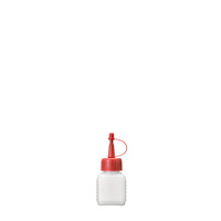 Vierkantflasche HD-PE, 50 ml, Tropferspitze rot