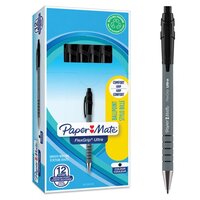 Paper Mate Flexgrip Ultra Retractable Ballpoint Pen 1.0mm Tip 0.5mm Line Black (Pack 12)