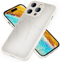 NALIA Glass Cover Marble Look compatible with iPhone 14 Pro Case, Shatterproof Scratch-Resistant Anti-Fingerprint Silk Touch Matt, 9H Tempered Glass Hardcase & Silicone Frame, P...