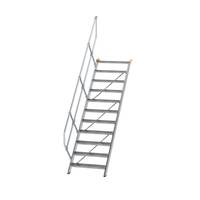 Treppe 45° Stufenbreite 800 mm, 11 Stufen, Aluminium geriffelt