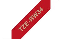 Tze-Rw34 Label-Making Tape , Gold On Red ,