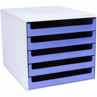 Schubladenbox 5 Schübe RC-Kunststoff grau/blau