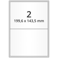 Inkjetetiketten 199,6 x 143,5 mm, 200 Papieretiketten hochglänzend auf 100 Blatt DIN A4 Bogen für Inkjet, Laser, permanent