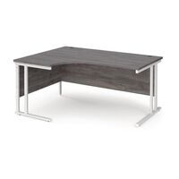 Traditional ergonomic desks - delivered and installed - white frame, grey oak top, left hand, 1600mm