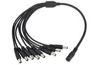8 Way Power Splitter Cable DC 1x Female 8x Male 5.5 x 2.1mm Plug for CCTV - Blac