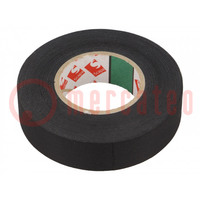 Tape: textile; W: 19mm; L: 30m; Thk: 0.14mm; rubber; black; -40÷125°C