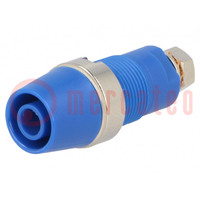 Connector: 4mm banana; socket; 32A; 1kV; blue; nickel plated; screw