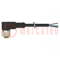 Connection lead; M12; PIN: 3; angled; 5m; plug; 250VAC; 4A; -20÷85°C