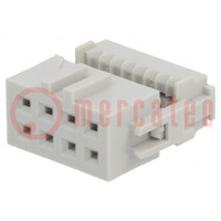 Plug; IDC; female; PIN: 8; with cable clamp; IDC; for ribbon cable