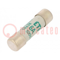 Fuse: fuse; aM; 6A; 500VAC; cylindrical; 10.3x38mm