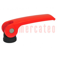 Lever; clamping; Thread len: 10mm; Lever length: 63mm; Body: red