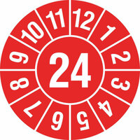 Jahresplakette mit 2-stelliger Jahreszahl, in Jahresfarbe, 500 St./Rolle, 1,0 cm Version: 24 - Prüfplakette 2024
