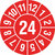 Jahresplakette mit 2-stelliger Jahreszahl, in Jahresfarbe, 500 St./Rolle, 3,0 cm Version: 24 - Prüfplakette 2024