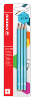 Sechskant-Schulbleistift STABILO® pencil 160, HB, blau, 3er Blister