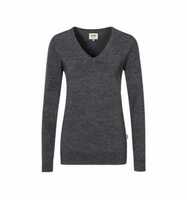 Damen V-Pullover Merino Wool #134 Gr. L anthrazit-Melange